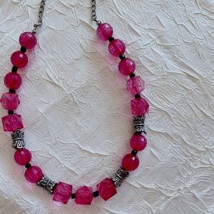 Hand Made Pink & Silver Necklace